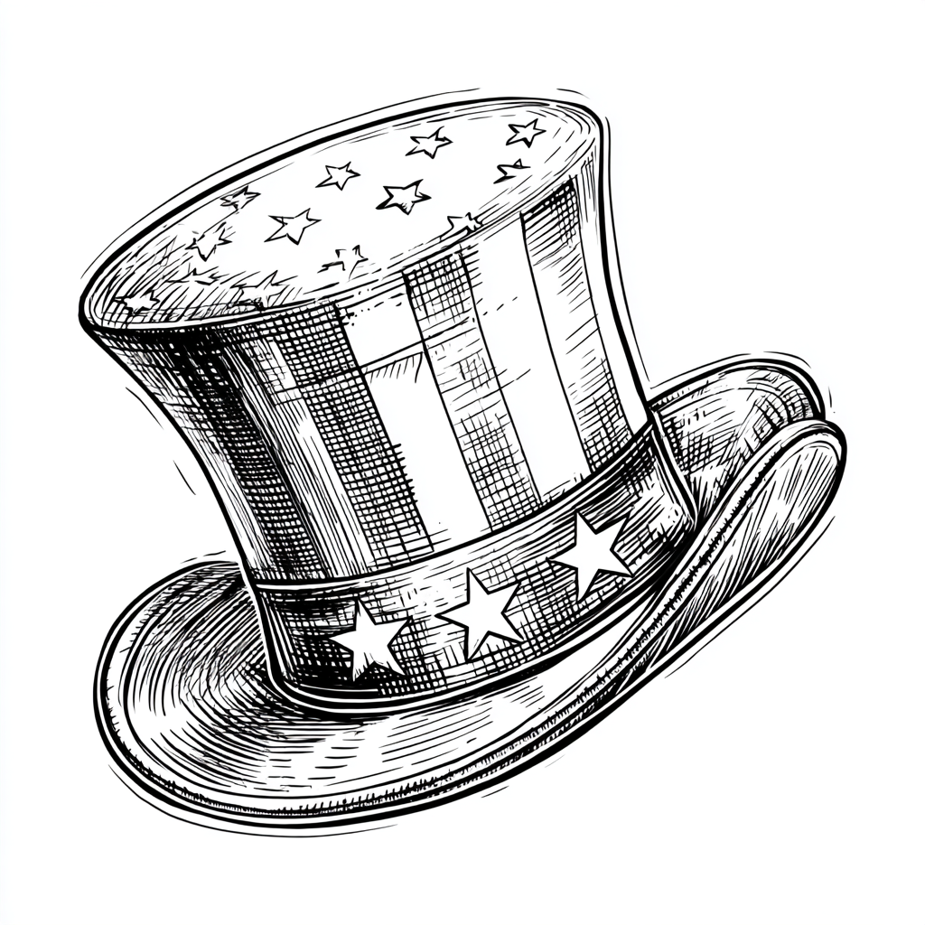4th Of July coloring page – Uncle Sam Hat With Stars And Strip