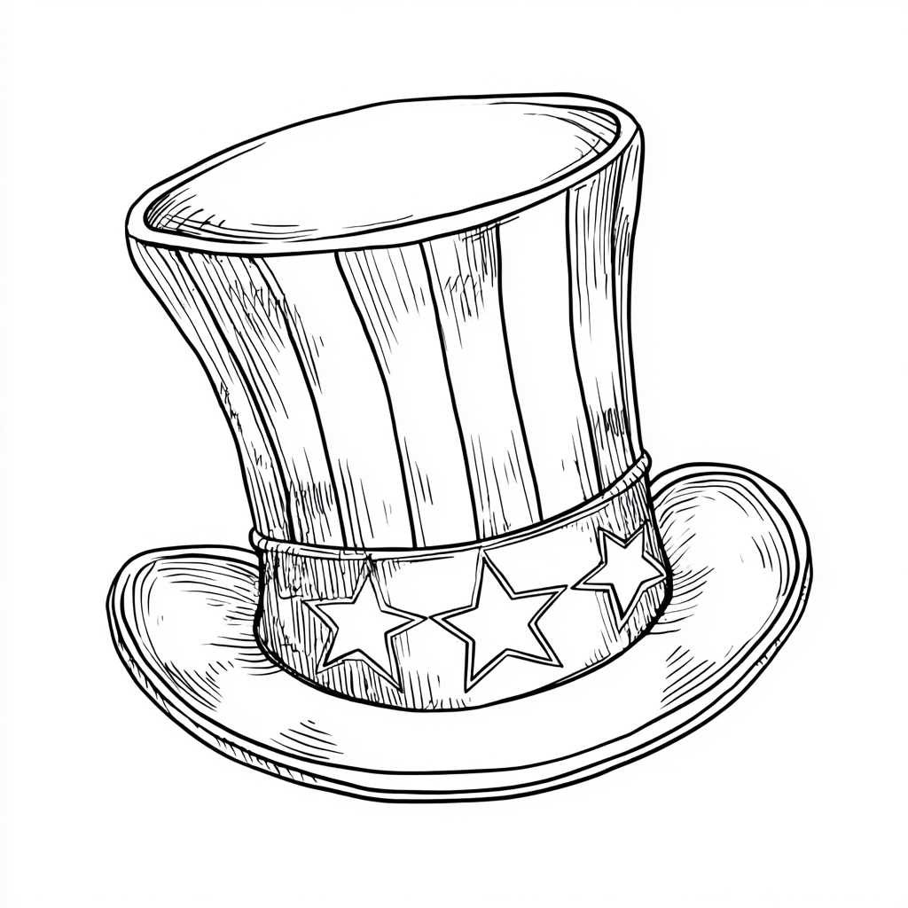 4th Of July coloring page – Uncle Sam Hat With Stars And Strip