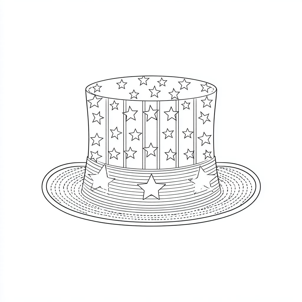 4th Of July coloring page – Uncle Sam Hat With Stars And Strip