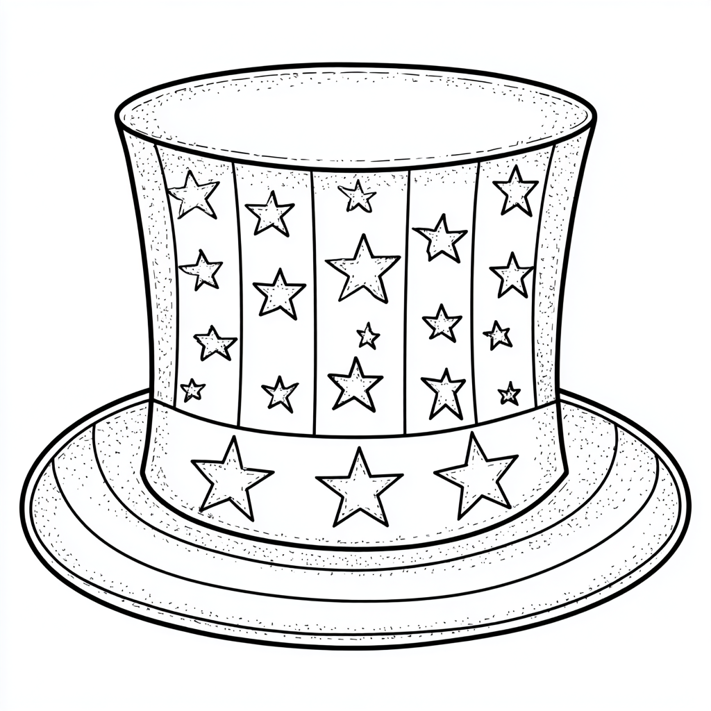 4th Of July coloring page – Uncle Sam Hat With Stars And Strip