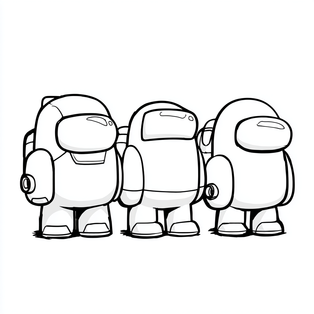 Among Us coloring page – Crewmate Group Group Of 3-4 Crewmates