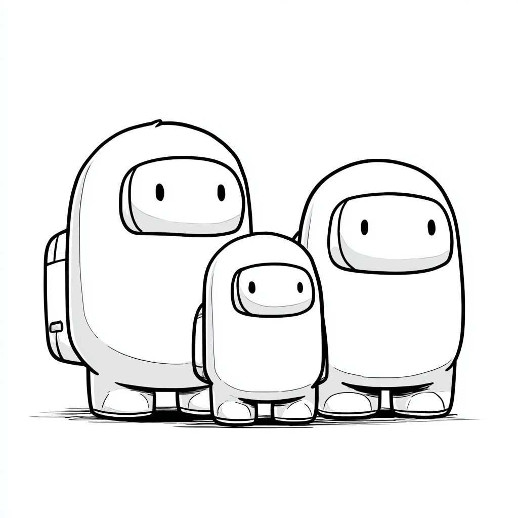 Among Us coloring page – Crewmate Group Group Of 3-4 Crewmates
