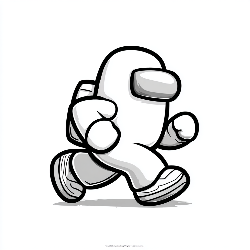 Among Us coloring page – Crewmate Running Running Pose Simplif