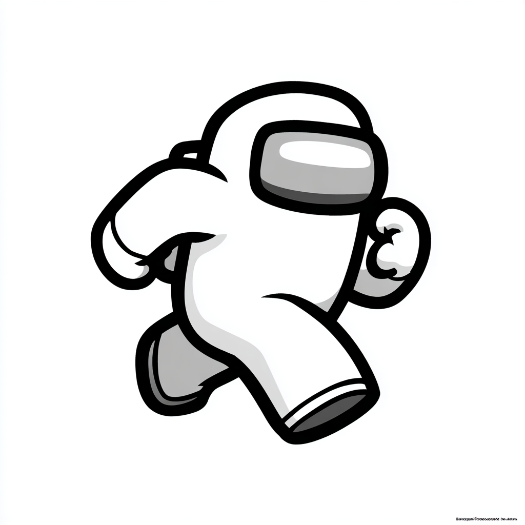 Among Us coloring page – Crewmate Running Running Pose Simplif