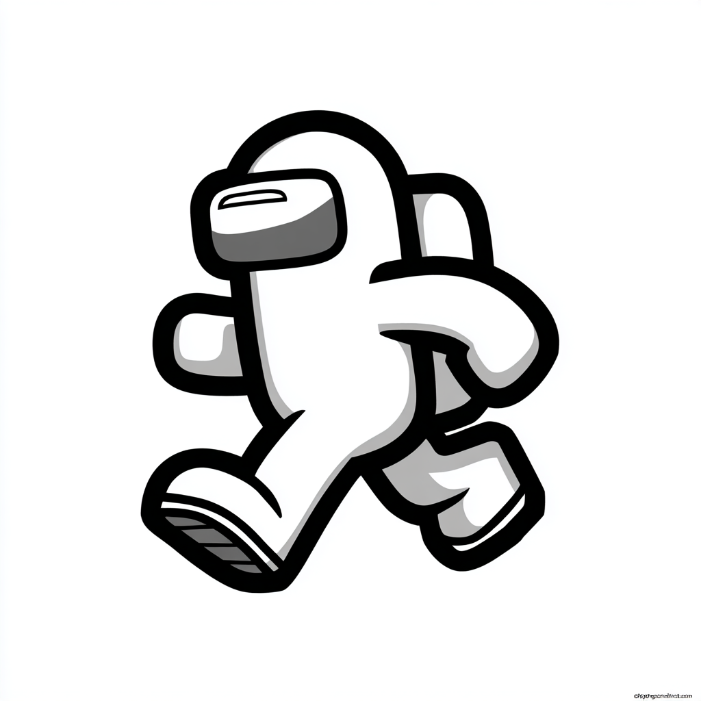 Among Us coloring page – Crewmate Running Running Pose Simplif