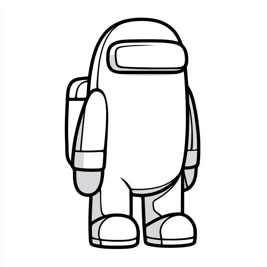 Among Us coloring page – Crewmate Simple Line Art Of An Among