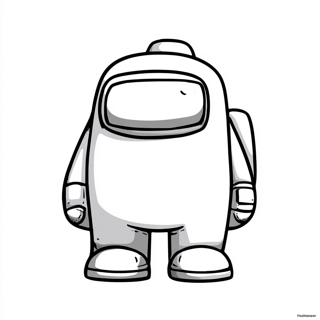 Among Us coloring page – Crewmate Simple Line Art Of An Among