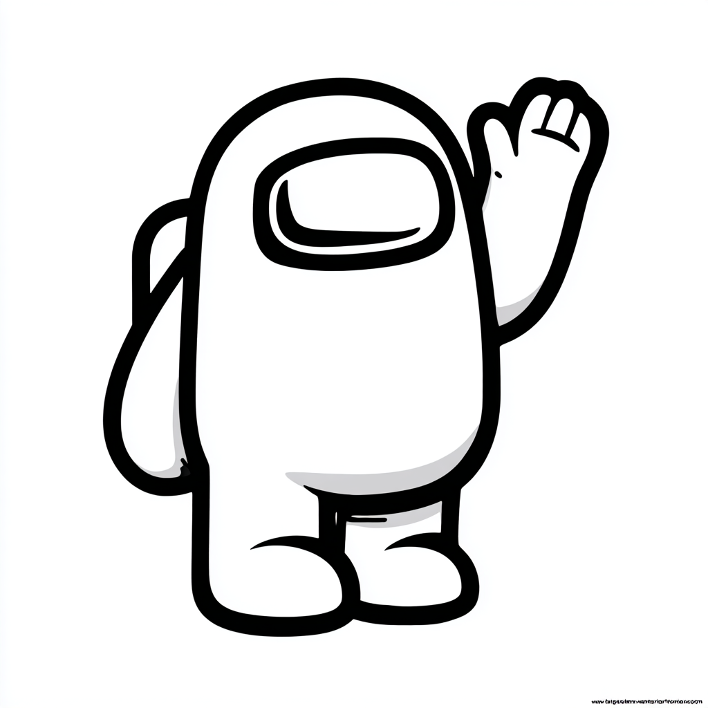 Among Us coloring page – Crewmate Waving Friendly Waving Pose