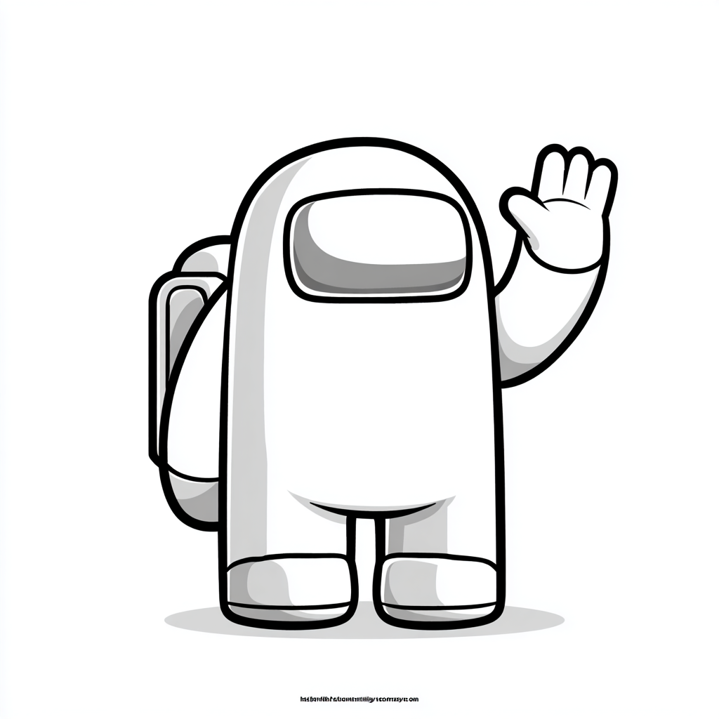 Among Us coloring page – Crewmate Waving Friendly Waving Pose