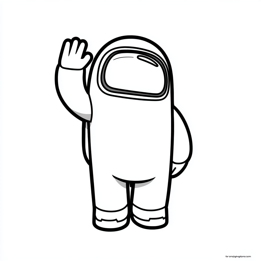 Among Us coloring page – Crewmate Waving Friendly Waving Pose