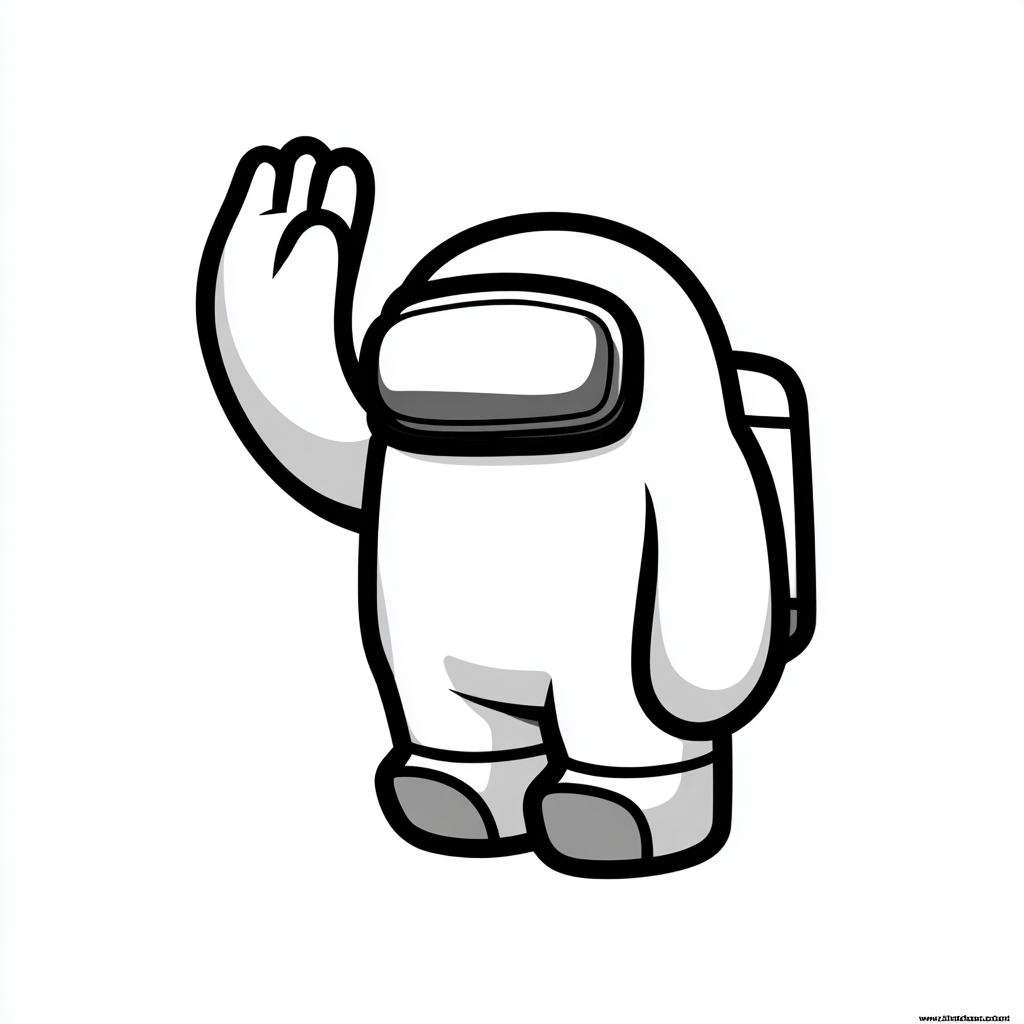 Among Us coloring page – Crewmate Waving Friendly Waving Pose