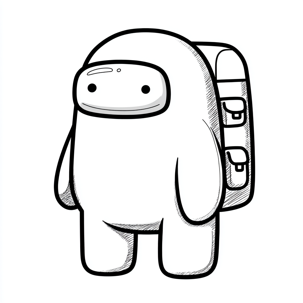 Among Us coloring page – Cute Crewmate Rounded Cute Crewmate W
