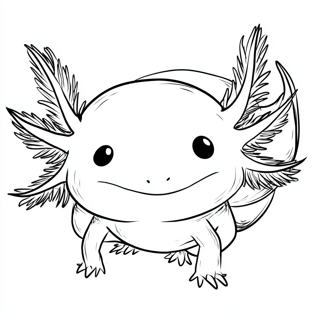 Axolotl coloring page – Axolotl Cartoon Style Cartoon-style Ax
