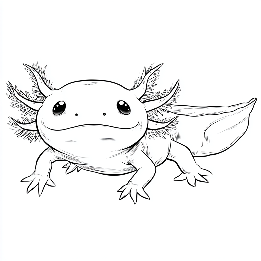 Axolotl coloring page – Axolotl Cartoon Style Cartoon-style Ax