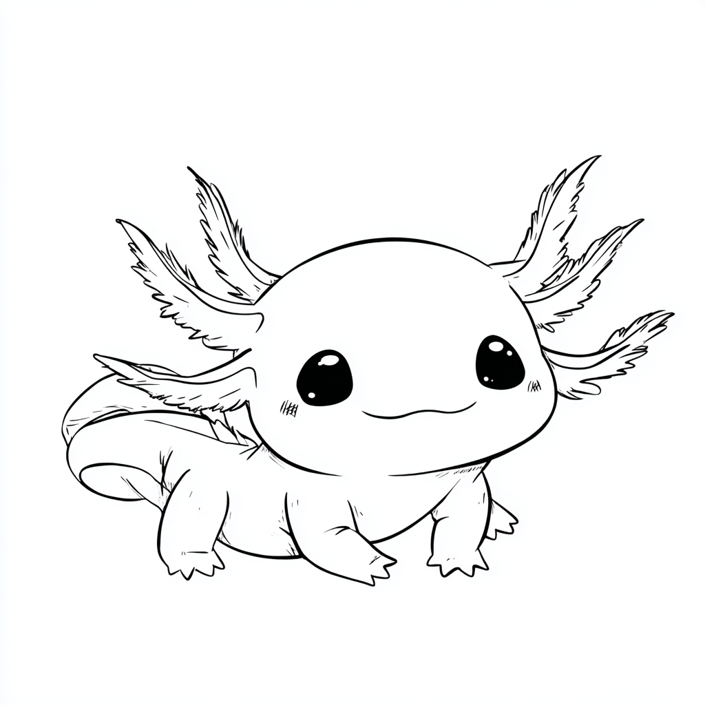 Axolotl coloring page – Axolotl Chibi Chibi Axolotl With Cute