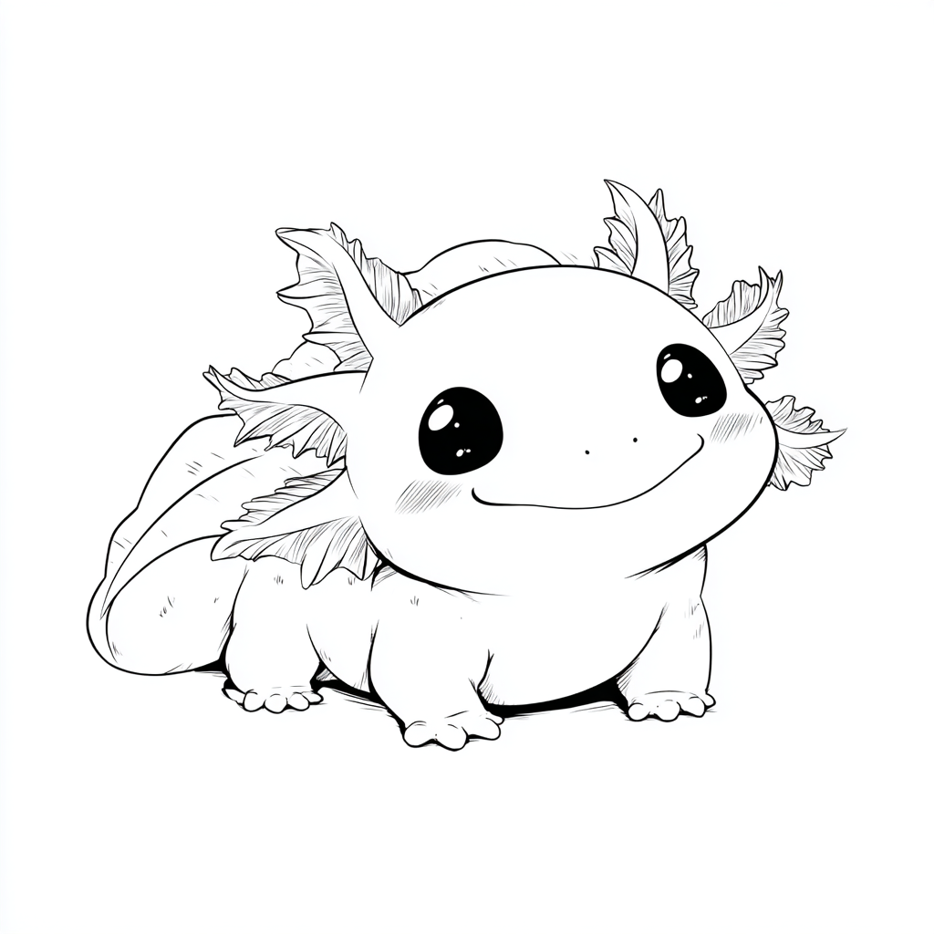 Axolotl coloring page – Axolotl Chibi Chibi Axolotl With Cute