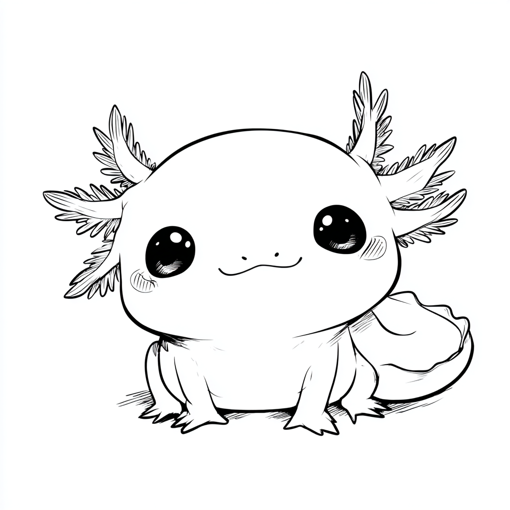 Axolotl coloring page – Axolotl Chibi Chibi Axolotl With Cute