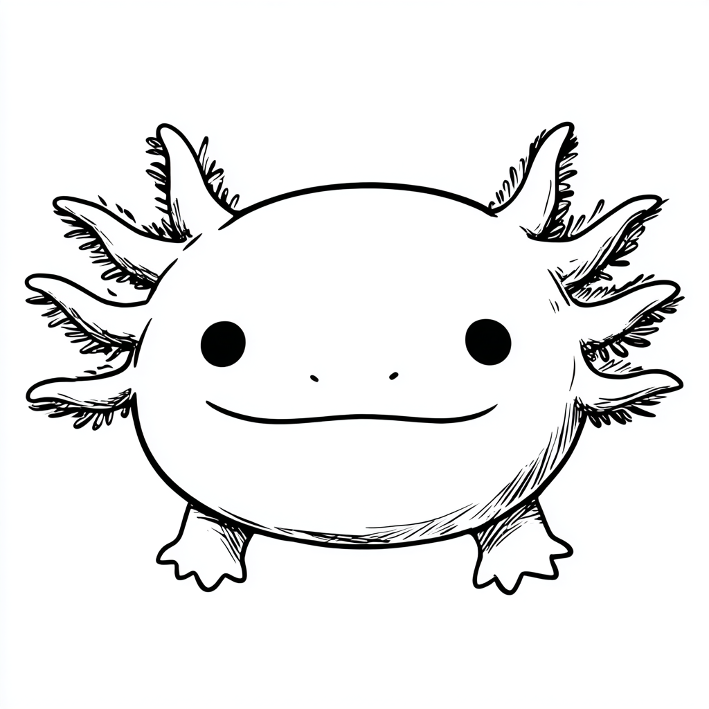 Axolotl coloring page – Axolotl Face Close-up Axolotl Face Sim