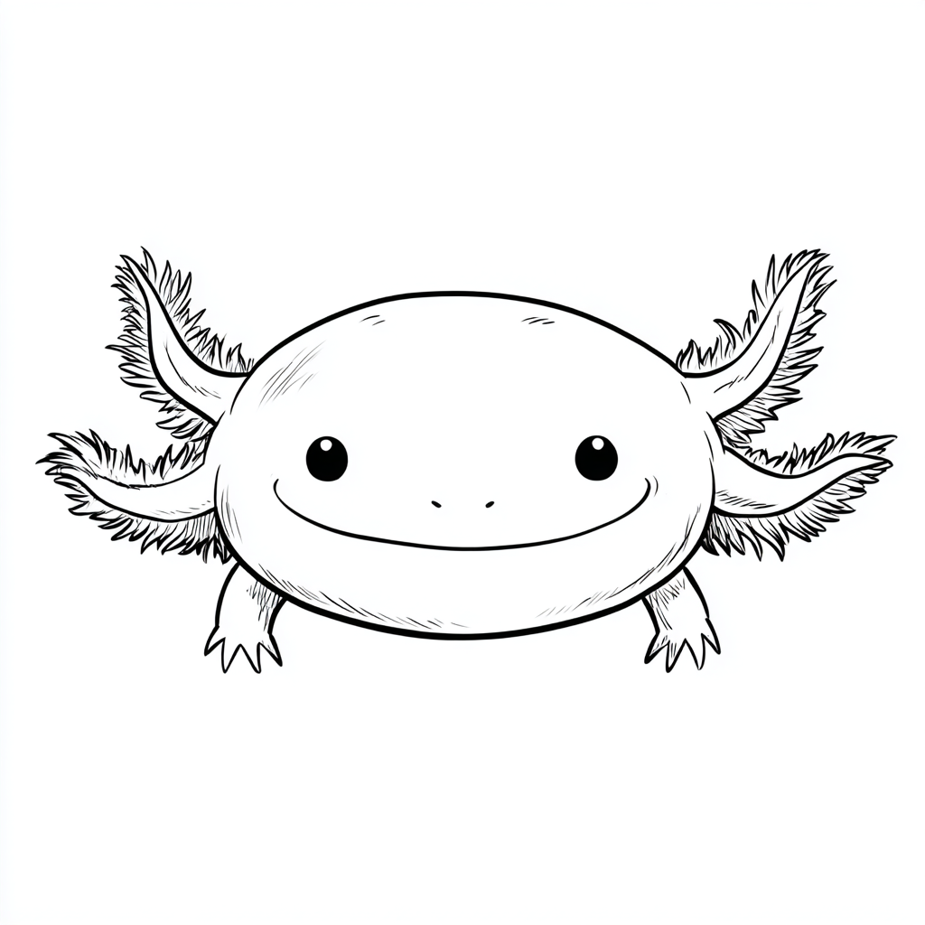 Axolotl coloring page – Axolotl Face Close-up Axolotl Face Sim