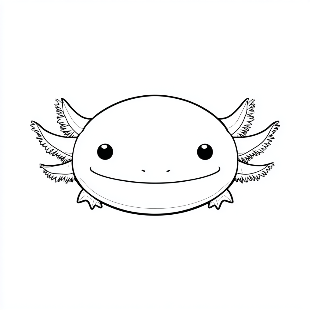 Axolotl coloring page – Axolotl Face Close-up Axolotl Face Sim
