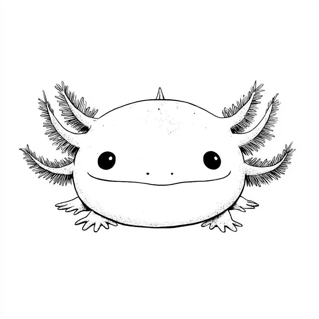 Axolotl coloring page – Axolotl Face Close-up Axolotl Face Sim