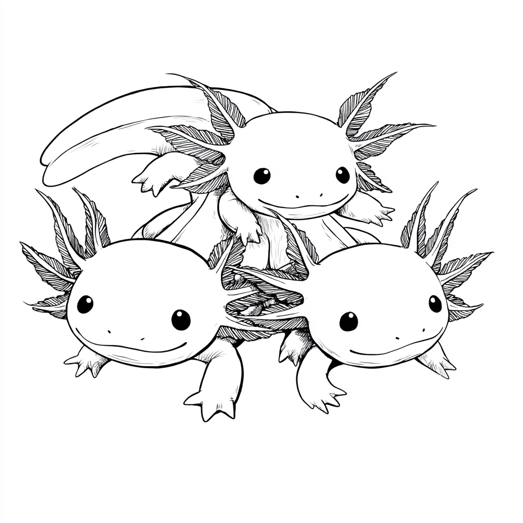 Axolotl coloring page – Axolotl Group Two Or Three Axolotls To