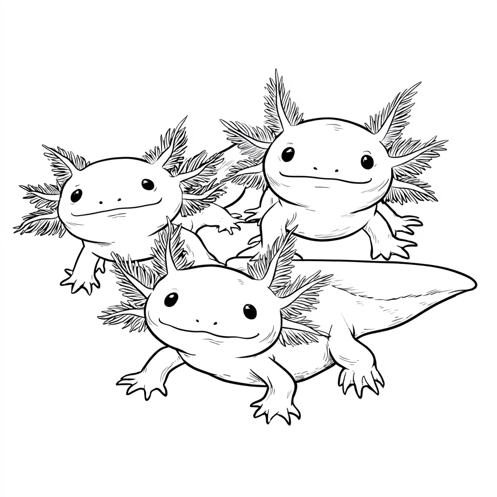 Axolotl coloring page – Axolotl Group Two Or Three Axolotls To