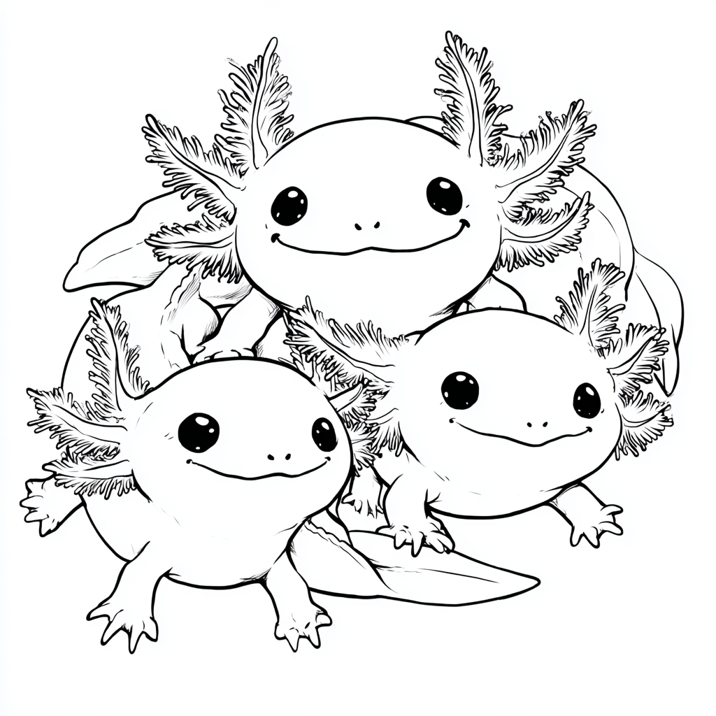 Axolotl coloring page – Axolotl Group Two Or Three Axolotls To
