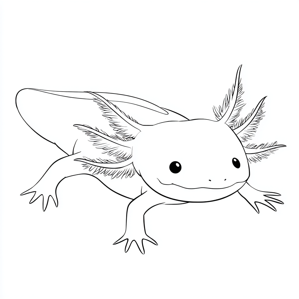 Axolotl coloring page – Axolotl Outline Very Simple Axolotl Si