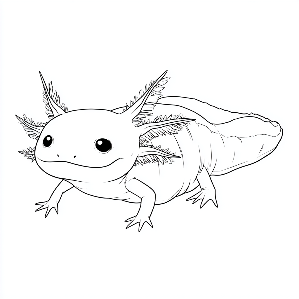 Axolotl coloring page – Axolotl Outline Very Simple Axolotl Si