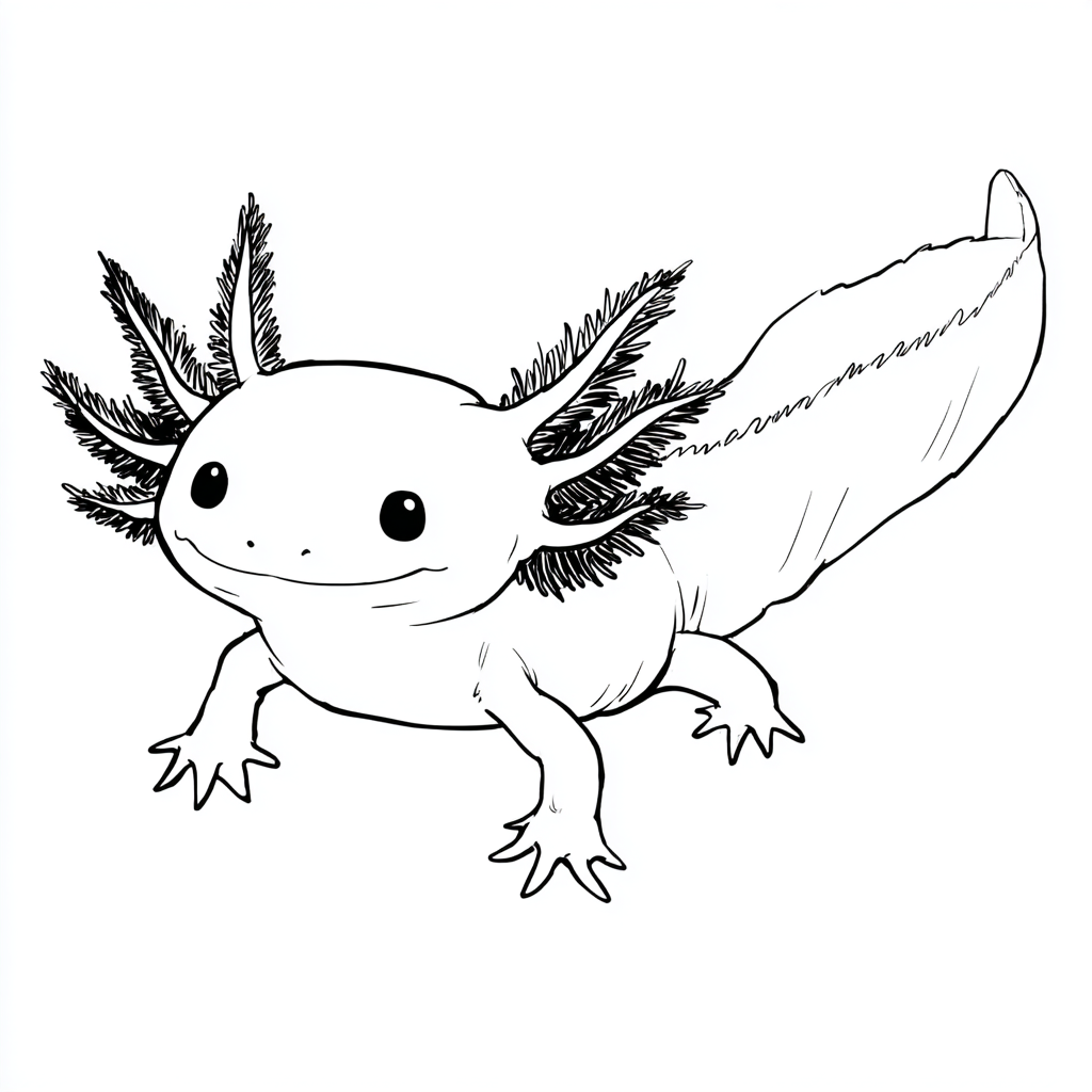 Axolotl coloring page – Axolotl Outline Very Simple Axolotl Si
