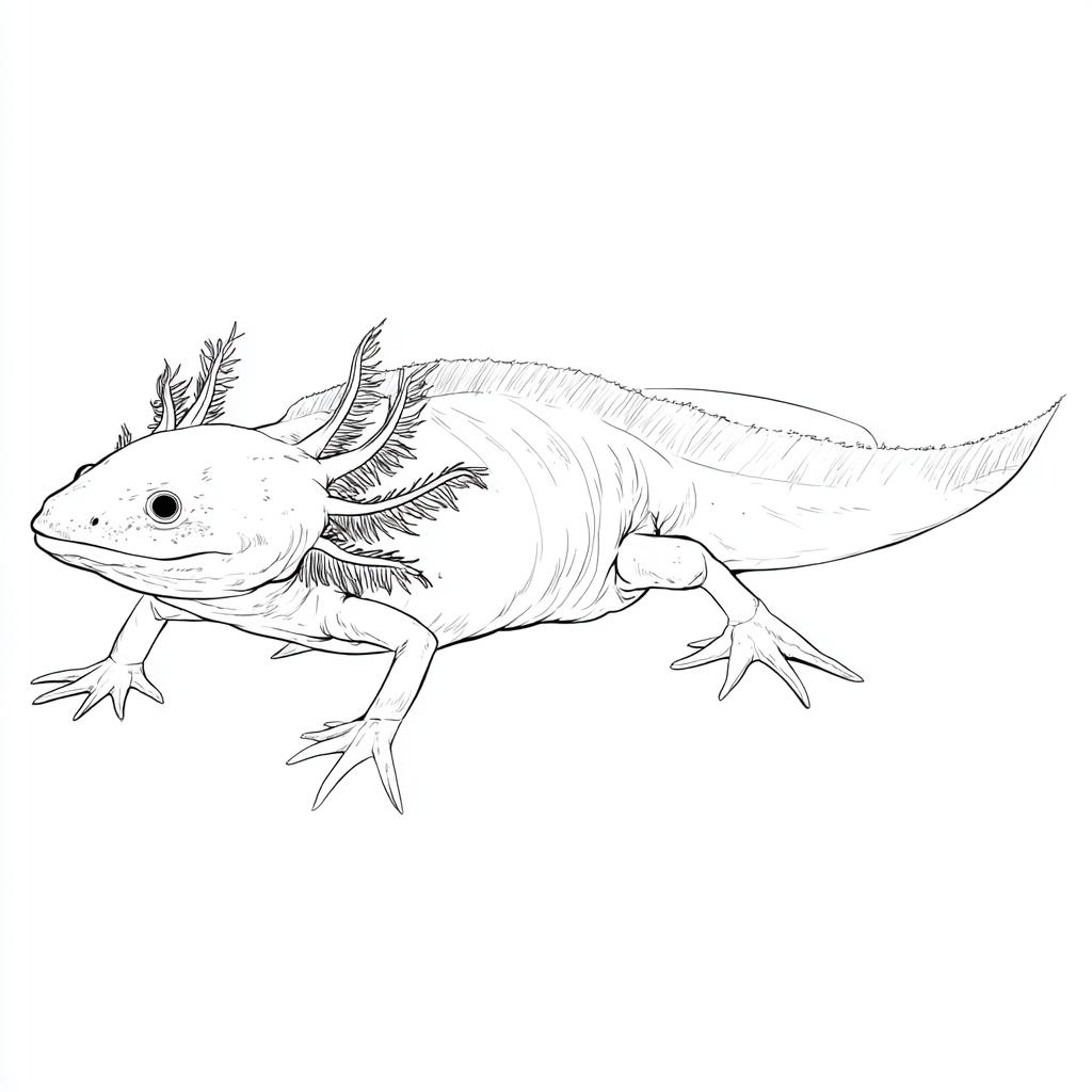Axolotl coloring page – Axolotl Side View Side View Axolotl Po