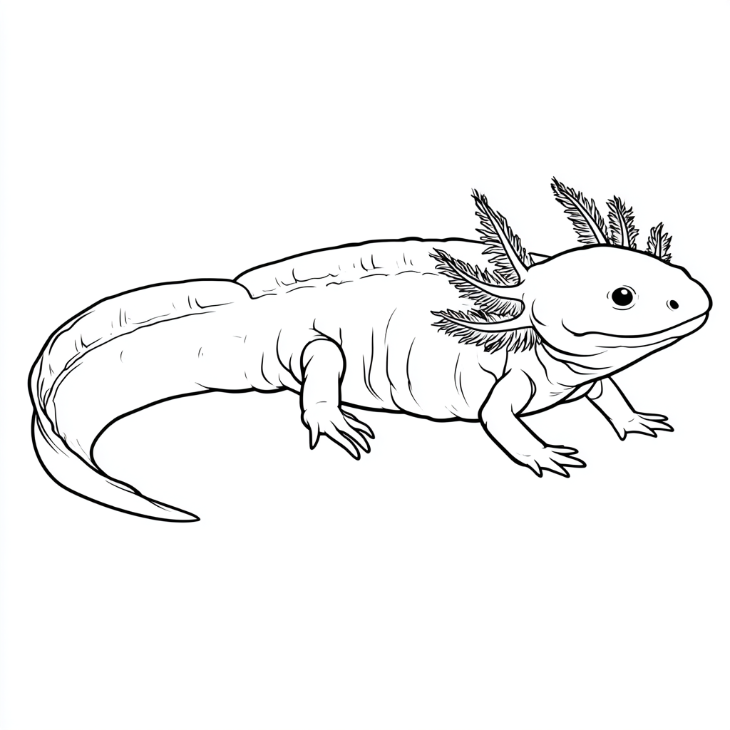 Axolotl coloring page – Axolotl Side View Side View Axolotl Po