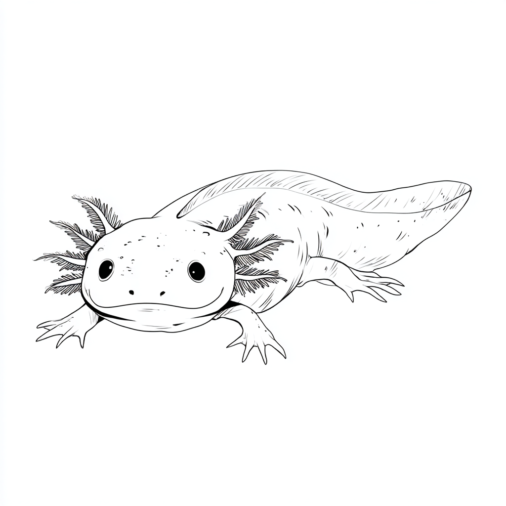 Axolotl coloring page – Axolotl Swimming Gentle Swimming Pose