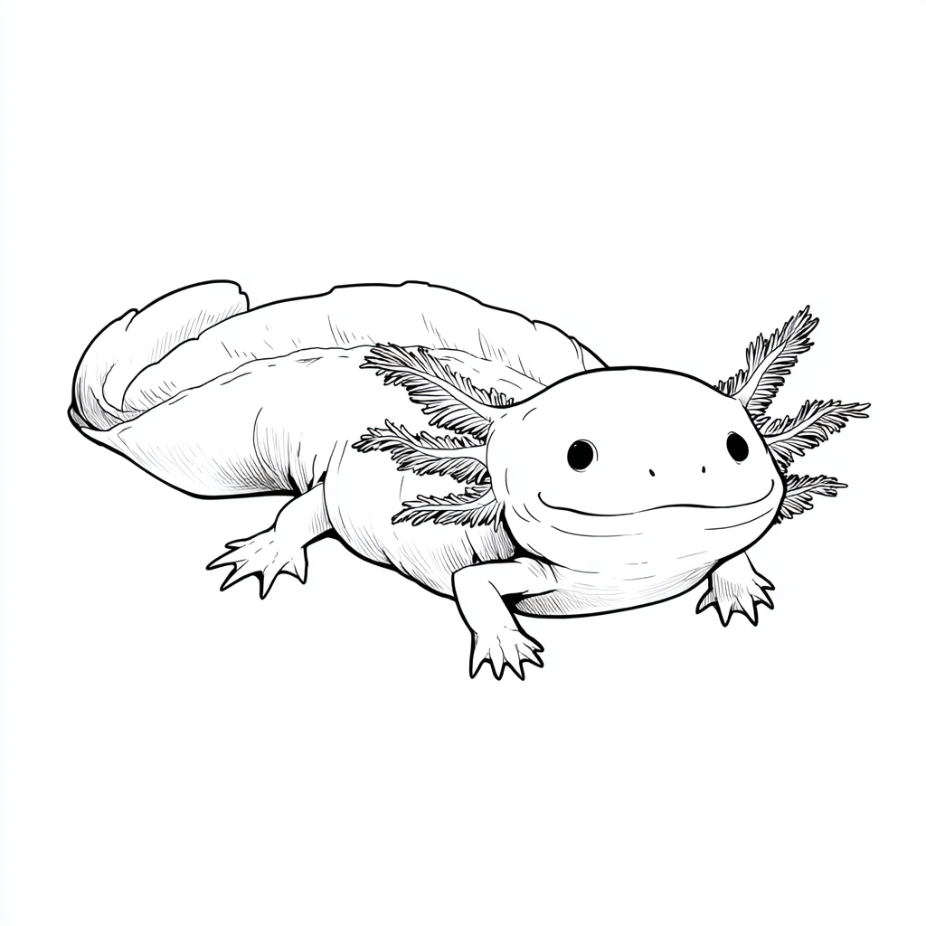 Axolotl coloring page – Axolotl Swimming Gentle Swimming Pose