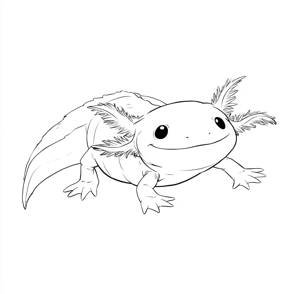 Axolotl coloring page – Axolotl Swimming Gentle Swimming Pose