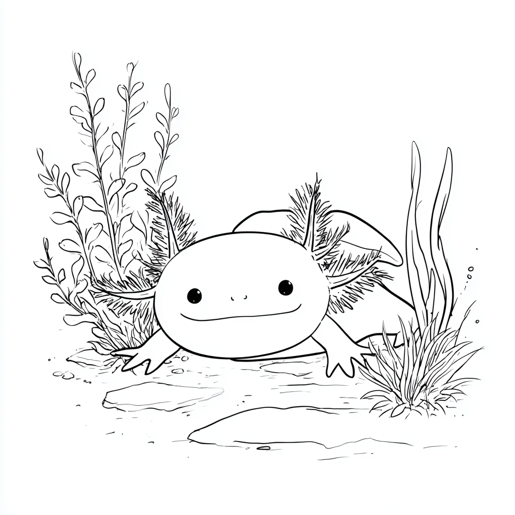 Axolotl coloring page – Axolotl Underwater Axolotl Resting On