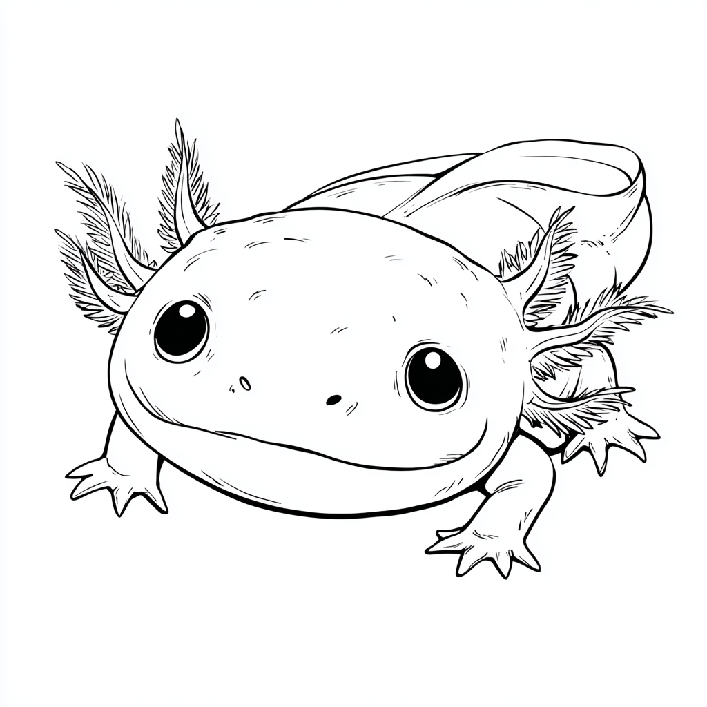 Axolotl coloring page – Baby Axolotl Small Baby Axolotl With B