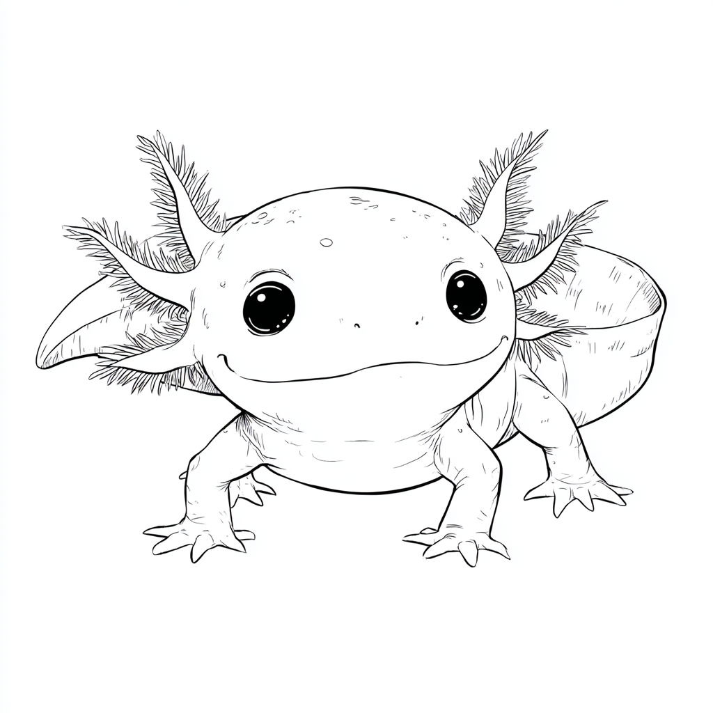 Axolotl coloring page – Baby Axolotl Small Baby Axolotl With B