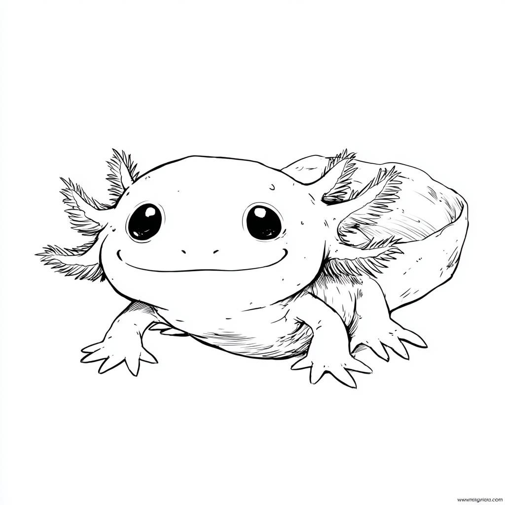 Axolotl coloring page – Baby Axolotl Small Baby Axolotl With B