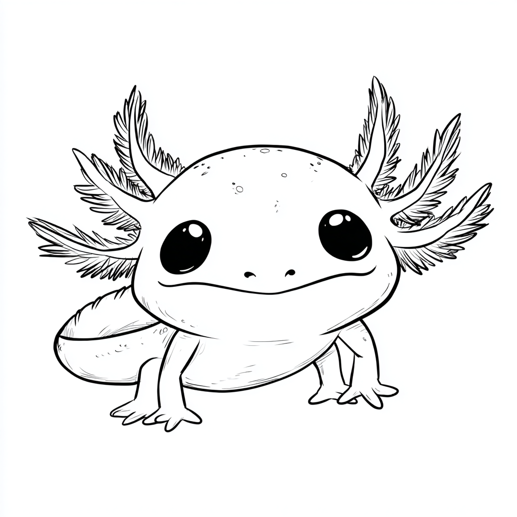 Axolotl coloring page – Baby Axolotl Small Baby Axolotl With B