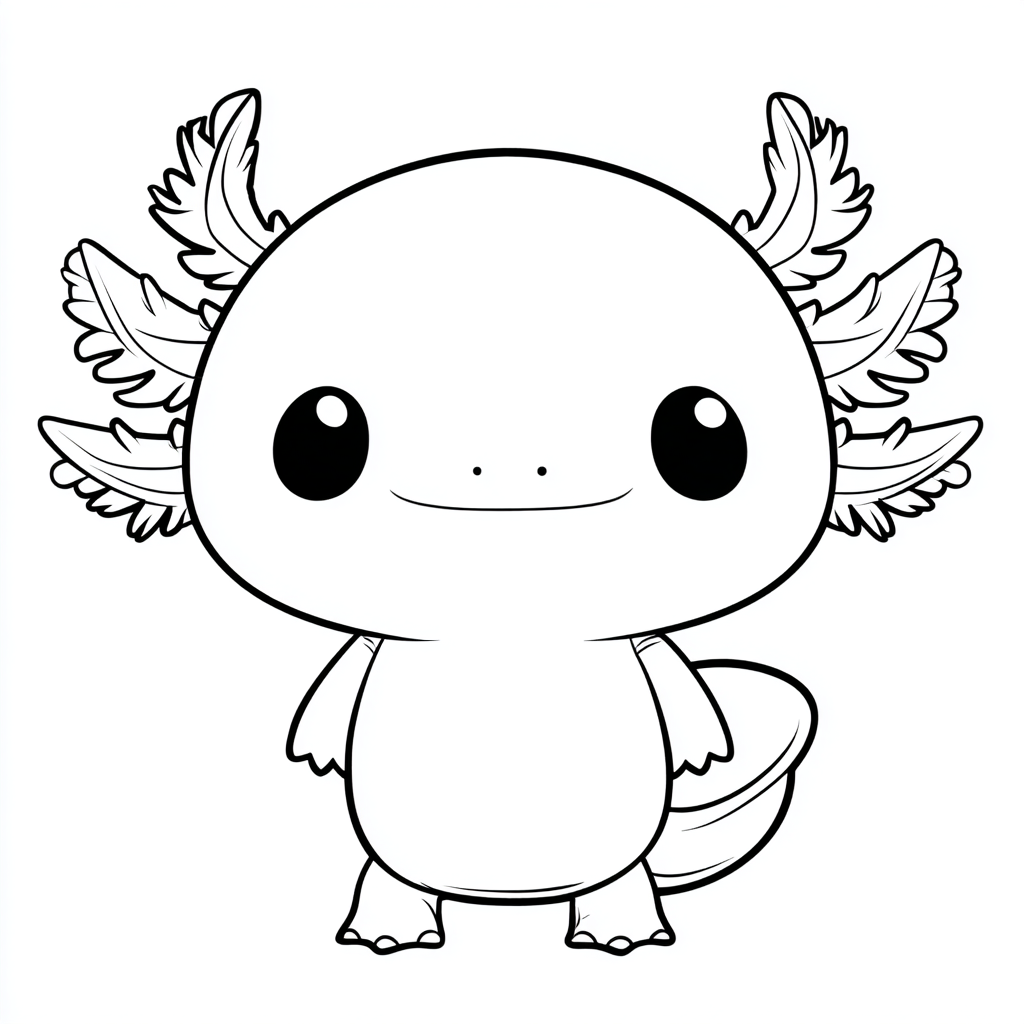 Axolotl coloring page – Kawaii Axolotl Kawaii Proportions Big