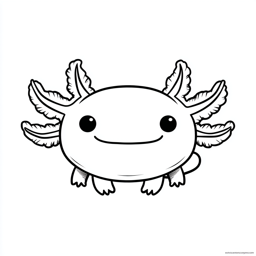 Axolotl coloring page – Kawaii Axolotl Kawaii Proportions Big