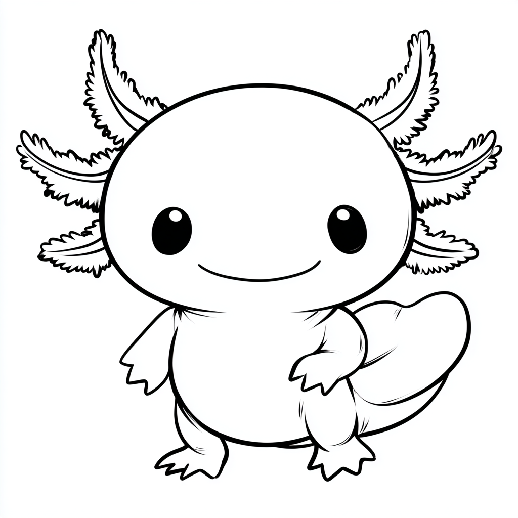 Axolotl coloring page – Kawaii Axolotl Kawaii Proportions Big