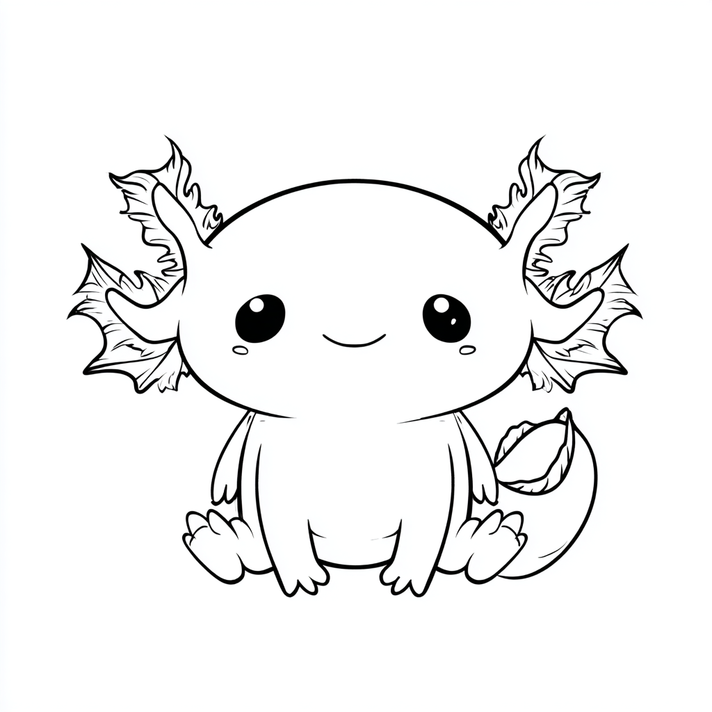 Axolotl coloring page – Kawaii Axolotl Kawaii Proportions Big