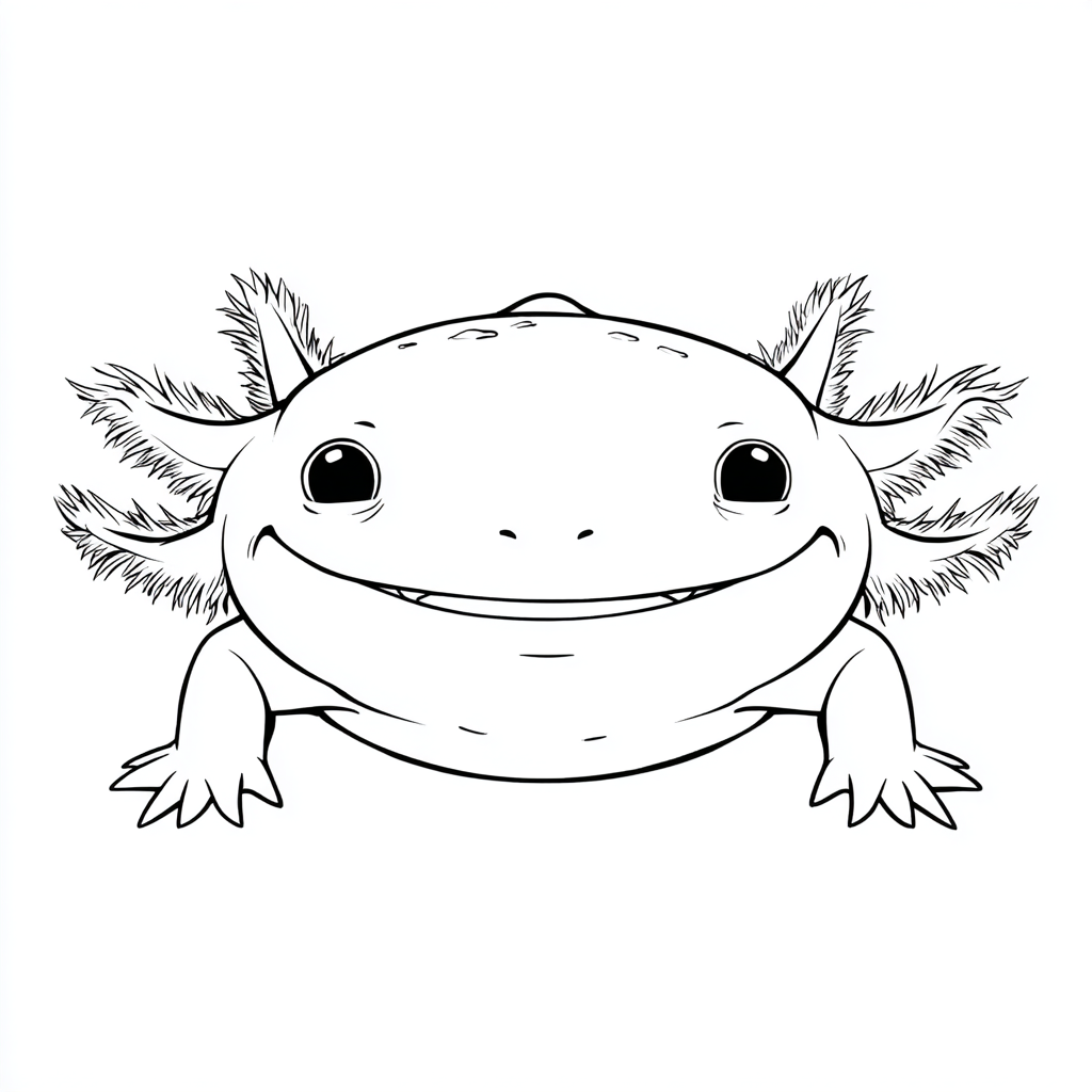 Axolotl coloring page – Smiling Axolotl Friendly Smiling Axolo