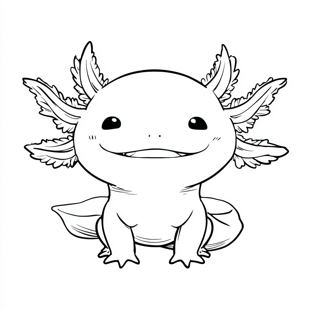 Axolotl coloring page – Smiling Axolotl Friendly Smiling Axolo