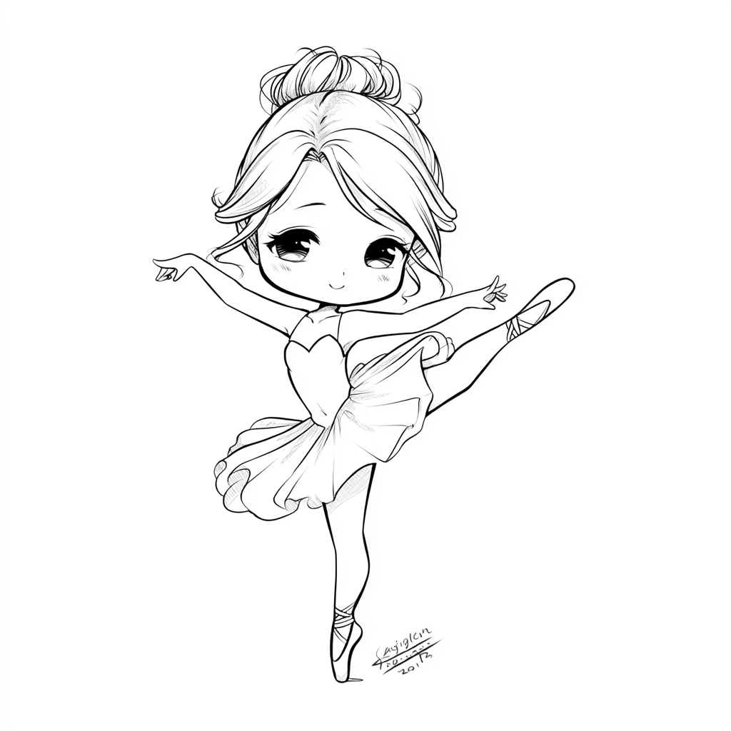 Ballerina coloring page – Ballerina Chibi Chibi-style Ballerin