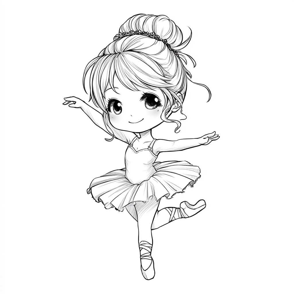Ballerina coloring page – Ballerina Chibi Chibi-style Ballerin