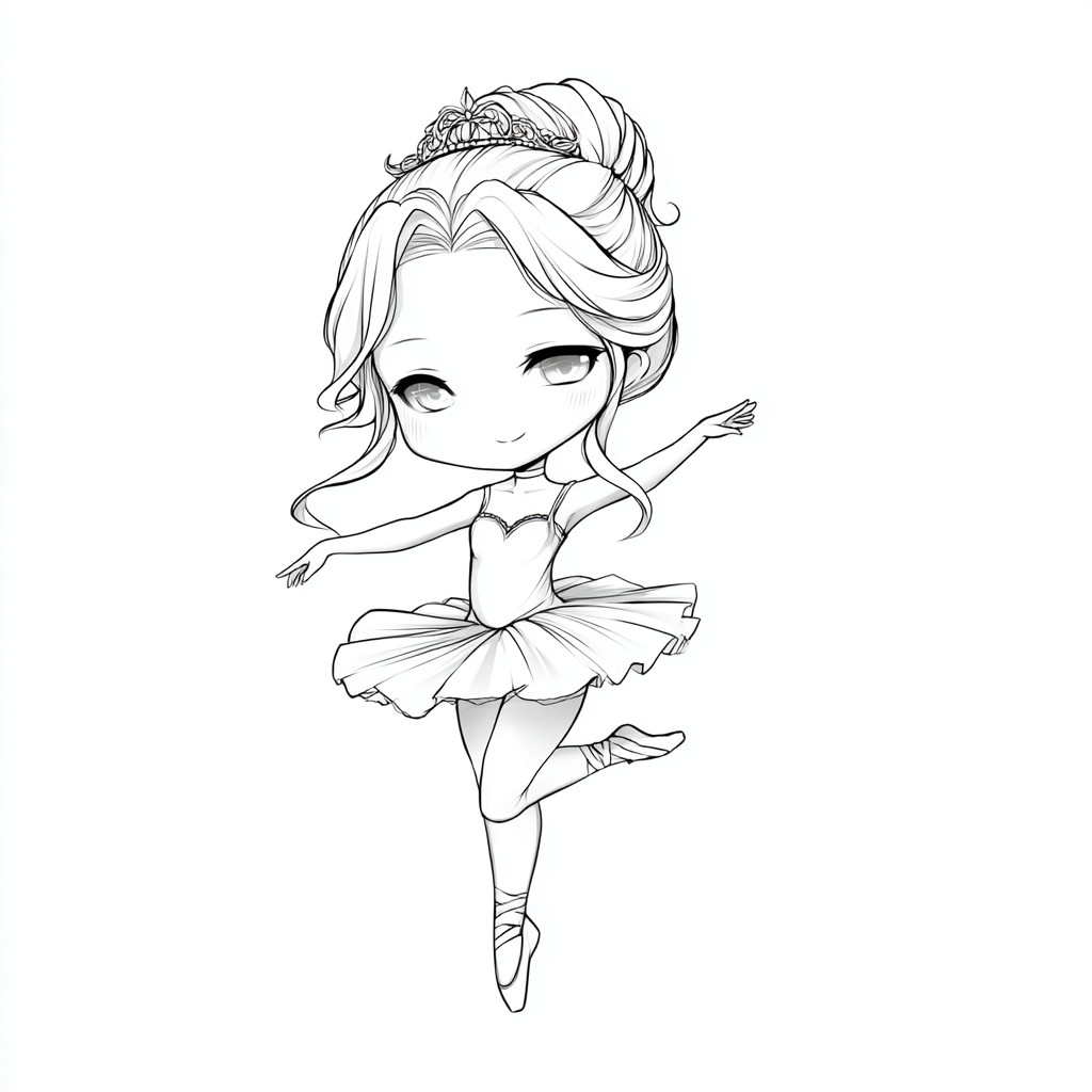 Ballerina coloring page – Ballerina Chibi Chibi-style Ballerin